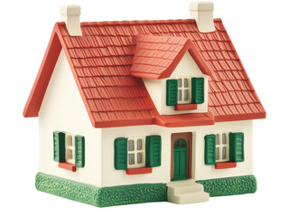 Isolated Toy House with Red Roof