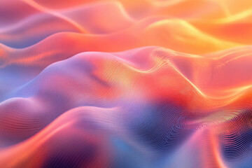 Aufkleber - Abstract wave-like pattern with vibrant orange, pink, and blue hues creating a dreamy, flowing effect.