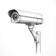 © Spikie - a realistic but simple drawing of a security camera on a poll looking left the camera have dotting shading and the background is white