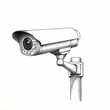 © Spikie - a realistic but simple drawing of a security camera on a poll looking left the camera have dotting shading and the background is white
