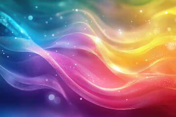 Aufkleber - Abstract colorful waves with glittering particles, creating a vibrant and dreamy background.