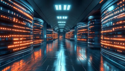 Aufkleber - Cutting-edge Server Room with Advanced Technology and Digital Connections : Generative AI