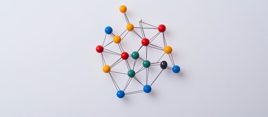 Wall Mural - colorful pins network on white background. concept illustration