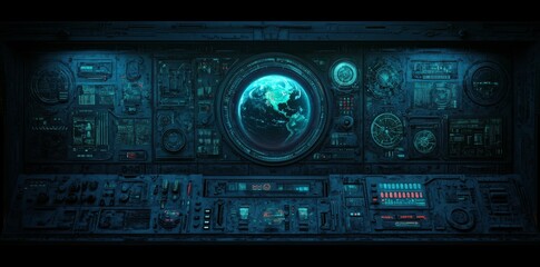 Wall Mural - a modern software screen designed for space missions, featuring dynamic celestial data, orbit tracki