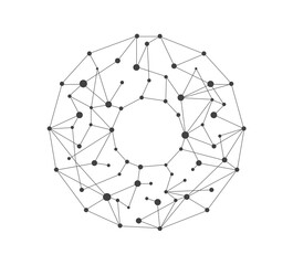 Wall Mural - connected black dots with blank placeholder, big web data, black white, geometric vector concept for