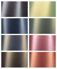 Poster - Metallic paper background set with smooth, reflective textures in black, green, yellow, blue, pink, copper, and bronze. Vibrant gradients and a glossy sheen create a luxurious, elegant, and modern