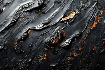 Aufkleber - Abstract black and gold paint swirls create a luxurious, textured background.