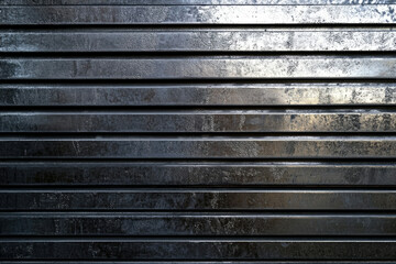 Poster - Dark metallic horizontal lines texture, showing aged, industrial design.