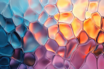 Fototapete - Abstract art depicting a mosaic of iridescent, organic shapes in sunset hues.