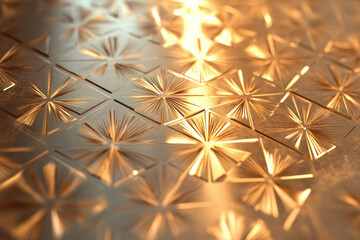 Poster - Golden surface with geometric, starburst pattern, luxurious and intricate design.