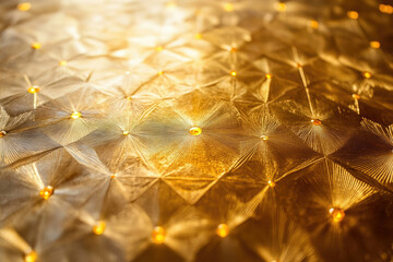 Aufkleber - Intricate golden surface with geometric patterns and glowing accents, creating a luxurious and elegant texture.
