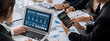 © Summit Art Creations - Business intelligence and data analysis concept. Analyst team working on financial data analysis dashboard on laptop screen as marketing indication for effective business strategic planning. Insight