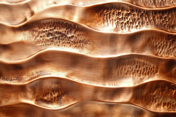 Aufkleber - Abstract wavy texture of bronze metal with hammered surface, creating a luxurious and elegant design.
