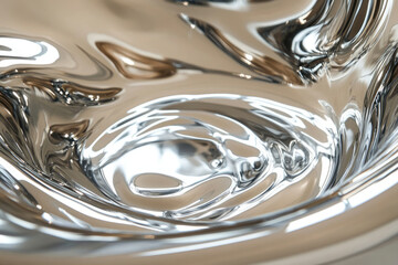 Fototapete - Close-up of a polished, metallic surface with swirling, liquid-like reflections.