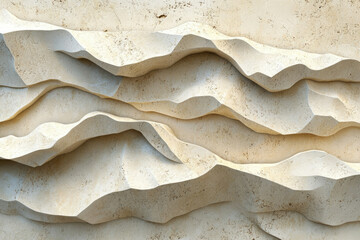 Aufkleber - Abstract beige stone carving with layered, undulating, mountain-like texture.