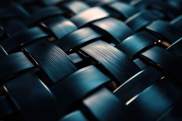 Poster - Close-up of a dark, intricately woven fabric with a textured surface.