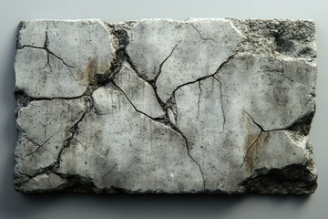 Aufkleber - A weathered, cracked, grey stone slab with irregular edges and surface texture.