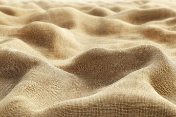Fototapete - Close-up view of textured beige fabric with undulating waves, creating a visually appealing surface.