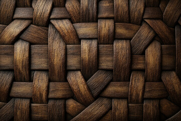 Aufkleber - Intricate dark brown woven texture, seamlessly repeating pattern of interlaced strands.