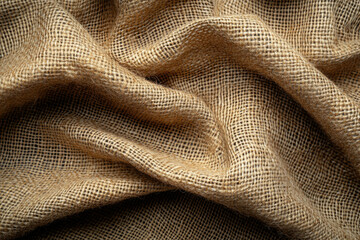 Poster - Close-up of textured burlap fabric, showing its woven pattern and natural fibers.