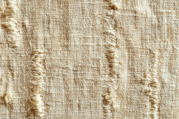 Aufkleber - Close-up of beige linen fabric with visible texture and frayed edges.