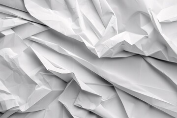 Poster - White crumpled paper forming an abstract background with intriguing shapes and shadows