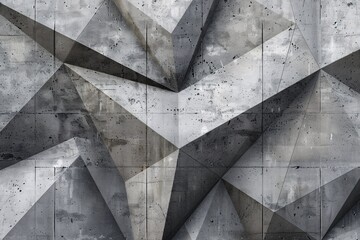 Poster - Abstract concrete geometric wall structure forming a relief pattern with shadows and light