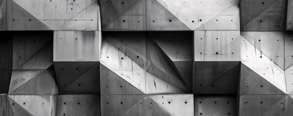 Poster - Modern architectural design and texture of an abstract geometric concrete wall