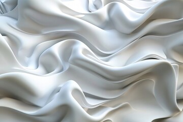 Fototapete - White wavy silk fabric flowing creating an abstract minimal background