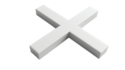 Wall Mural - White cross icon in 3D render style isolated on a white background