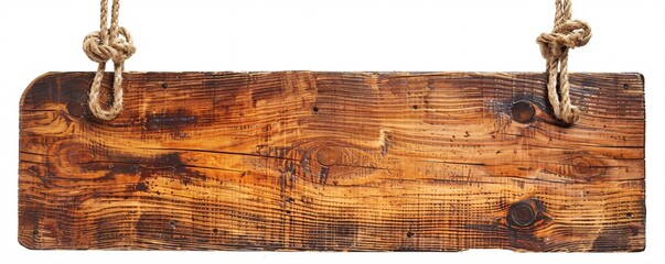 Aufkleber - Vintage wooden sign hanging on a rope, creating a versatile backdrop for your message
