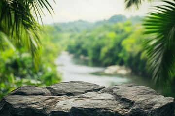 Canvas Print - Jungle river rock surface product display