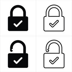 Wall Mural - Lock icon set. Padlock open and closed. Locked and unlocked icon. Security symbol. Vector illustration.