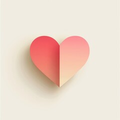 A subtle, solid heart icon with a soft gradient from pink to red, set against a soft beige background, cutout on a transparent (PNG) background