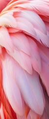 Wall Mural - Pink Flamingo Feathers Close-up, Zoo Background, Texture