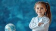 © Inspirova - Young girl in lab coat with globe, confident