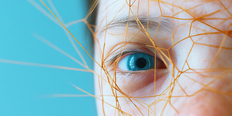 Human Eye Partially Obscured by Orange Netting