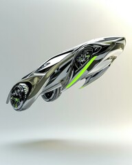 Sticker - Futuristic chrome vehicle design. AI.