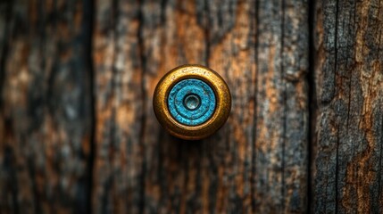 Wall Mural - Bullet casing on weathered wood, background blurred