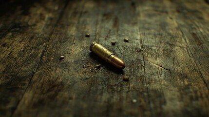 Wall Mural - Bullet, wood, table, crime scene, investigation