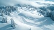 © bernd77 - Snowy alpine landscape with winding ski trails and frosted trees