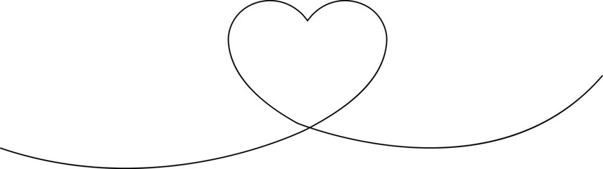 Heart continuous line drawing. Single hand drawn contour heart, love, romance, wedding. Shape heart lineart. Single lineart sketch heart. Symbol love. Heart fashion Simple icon on white background.