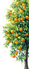 Wall Mural - Abstract watercolor painting of an orange tree on a white background, creative, unique, artistic, modern