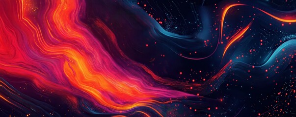Wall Mural - abstract vivid cosmic waves with fiery colors and nebula textures