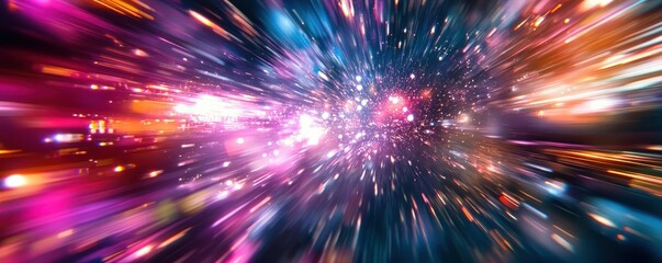 Wall Mural - colorful cosmic explosion with radiant light trails in space