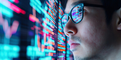 Person Viewing Computer Screen Displaying Code