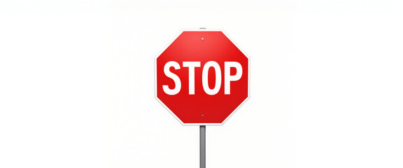 stop sign in bright red color with bold white lettering conveying urgency and caution displayed on a