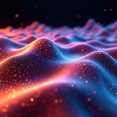 Wall Mural - abstract glowing landscape with vibrant colors and sparkling particles. perfect for backgrounds, tec