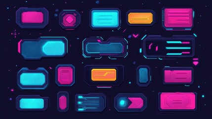 Wall Mural - explore a vibrant collection of modern tech banners with glitch effects, perfect for scifi themes an
