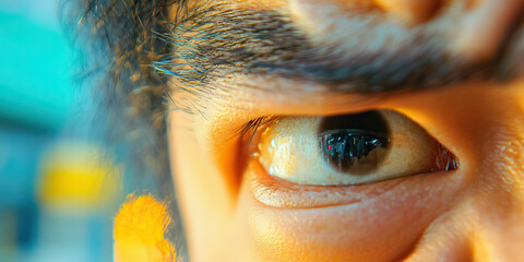 Wall Mural - Close-up Photograph of a Human Eye and Eyebrow